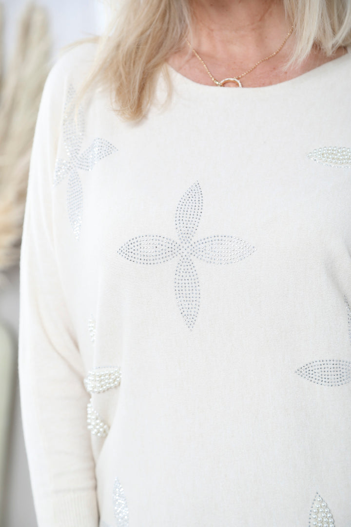 Pearly Sequin Jumper Cream