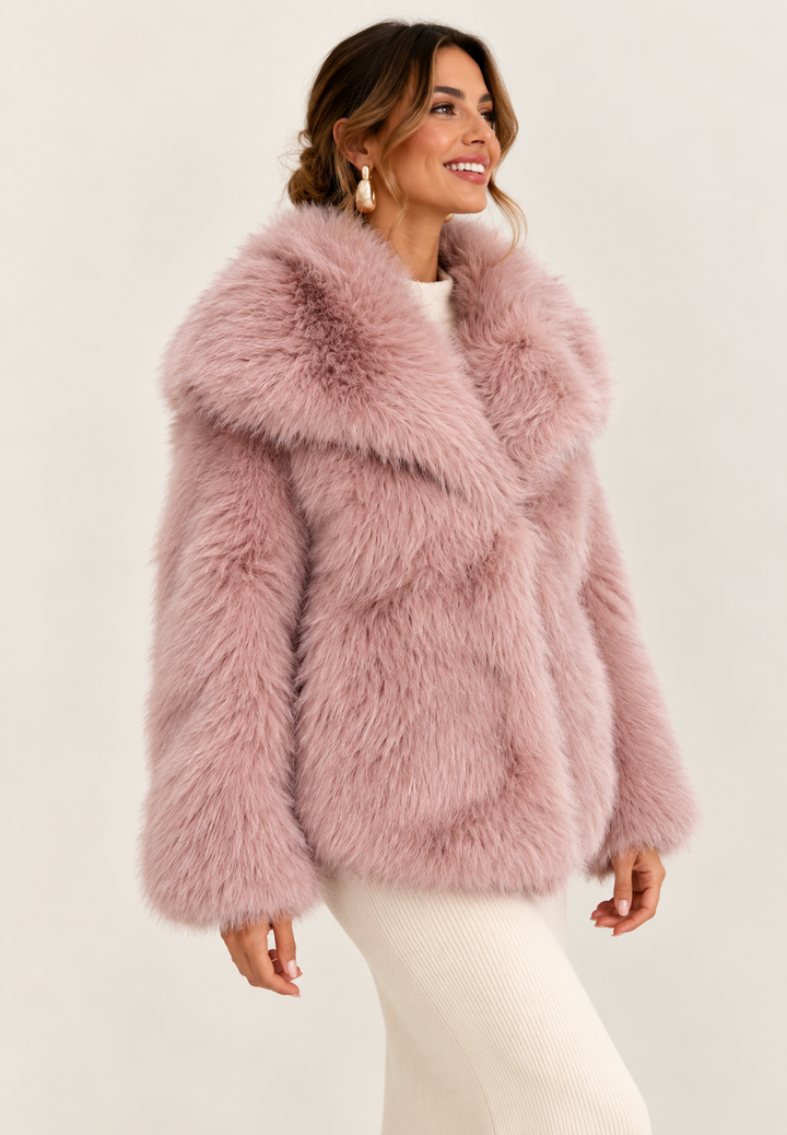 Farah Faux Fur Jacket Dusky Pink