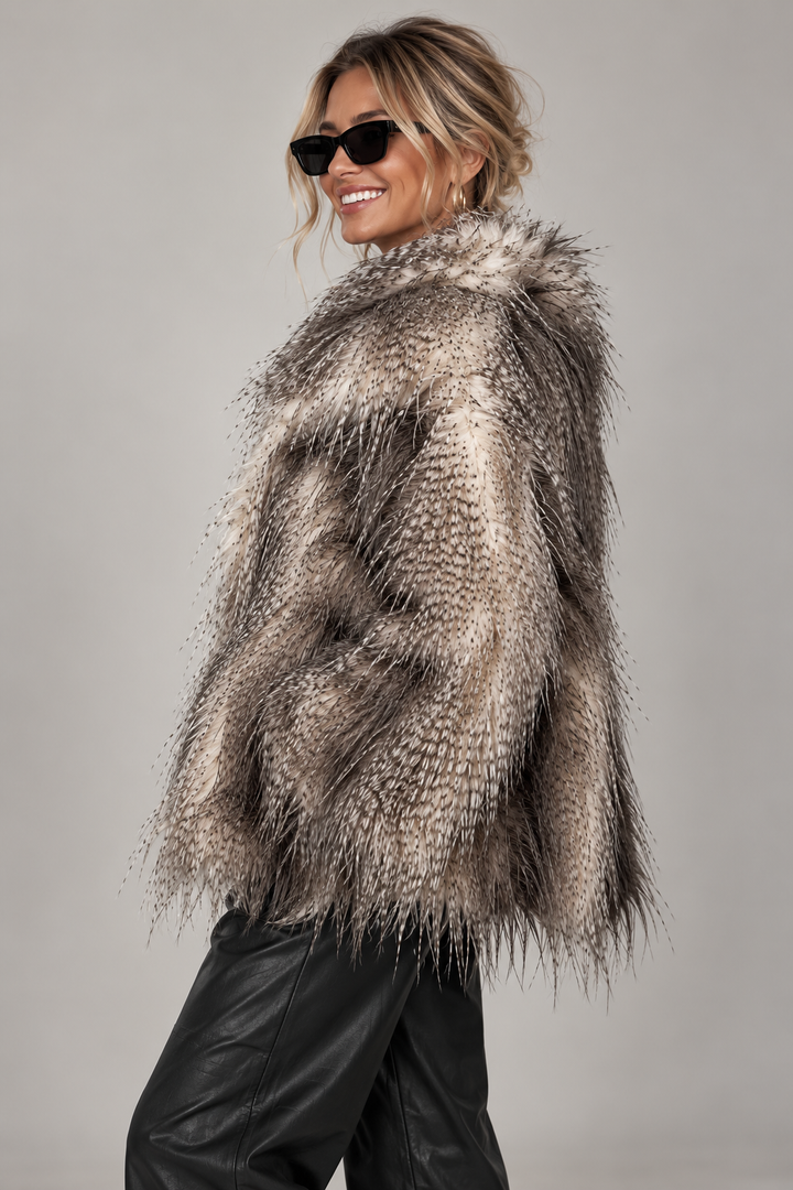 Emmalyn Two Tone Faux Feather Coat