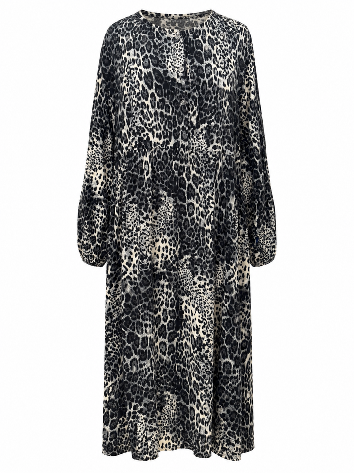 CharlotteLeopard Midi Dress Grey