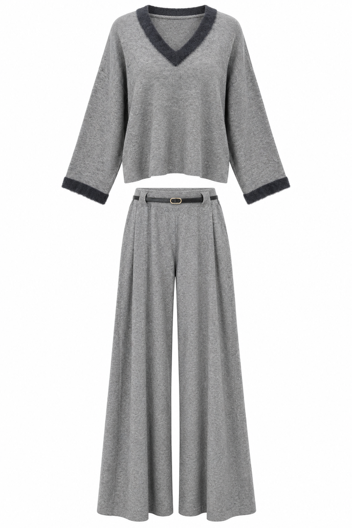 Cassidy V-Neck Co-Ord Grey
