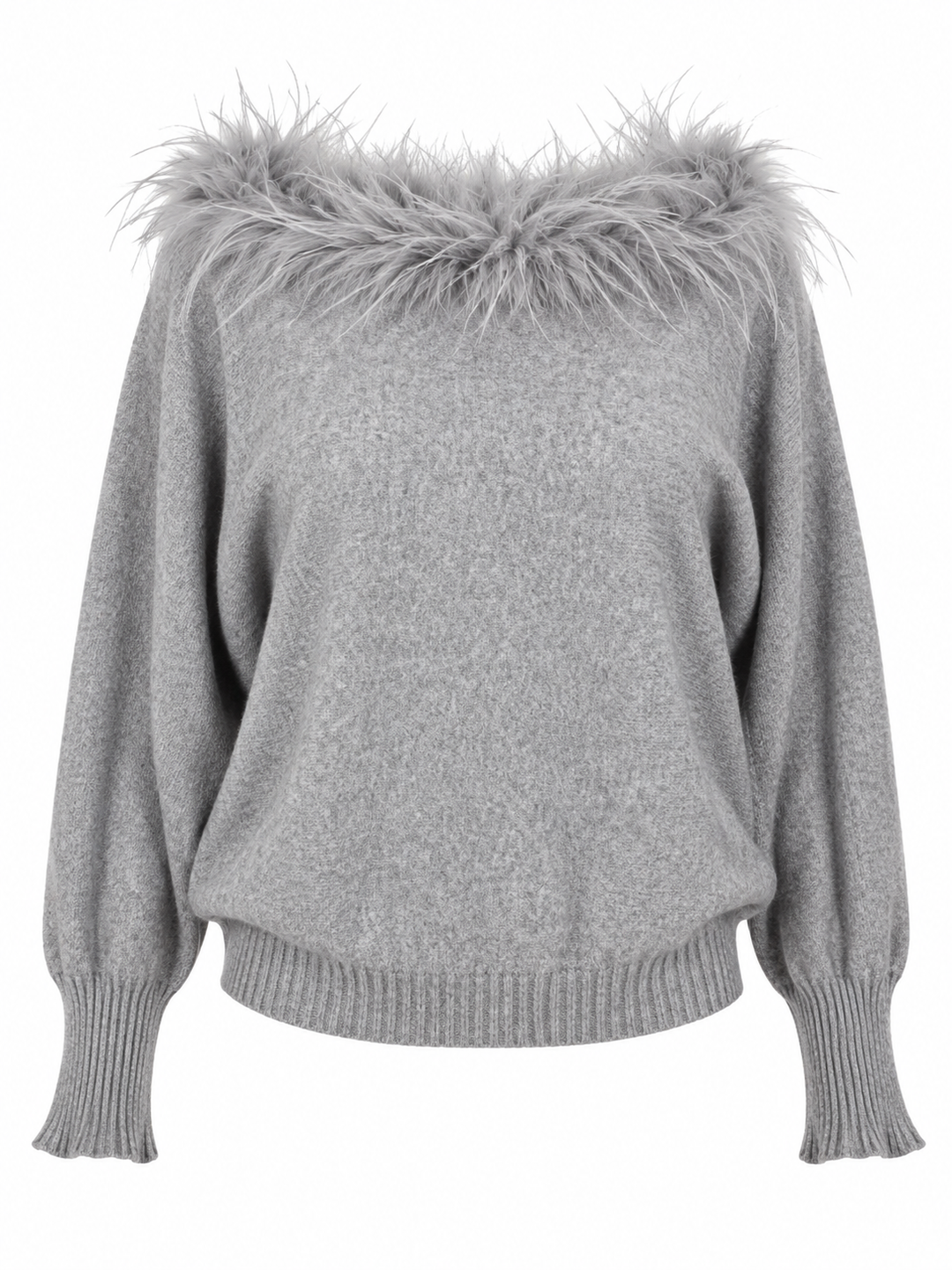 Faux Feather Luxe Jumper Grey