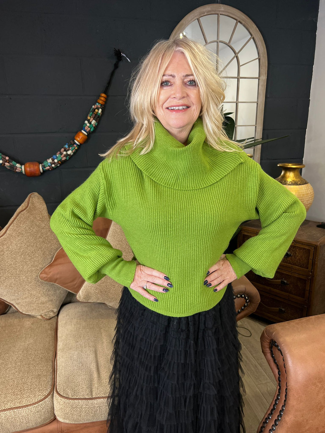 Lavinia Cowl Jumper Apple Green