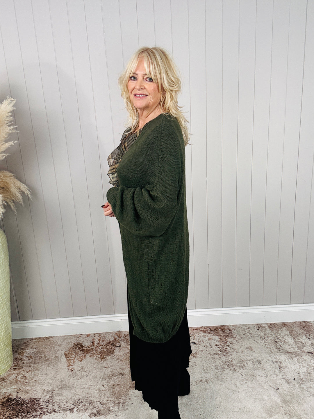 Lucy Longline Cardigan Khaki