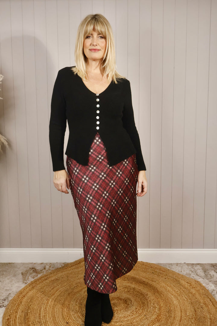 Cassidy Checked Skirt Plum