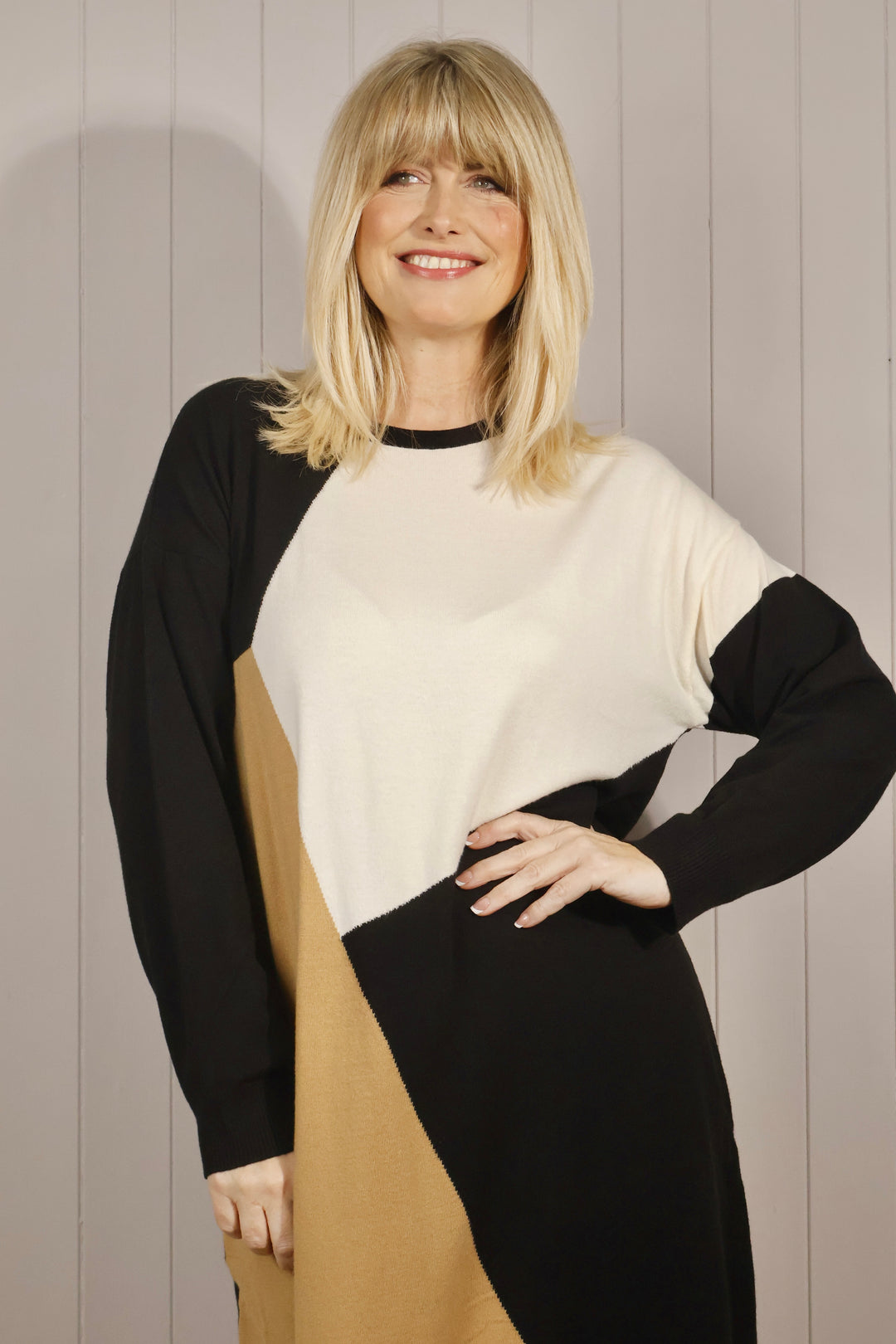 Block Print Tunic Dress Black