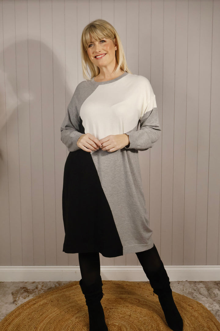 Block Print Tunic Dress Grey