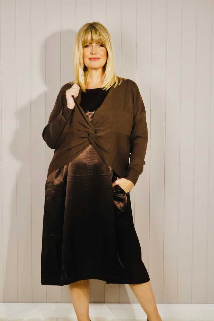 Marianne Two Piece Dress Set Chocolate