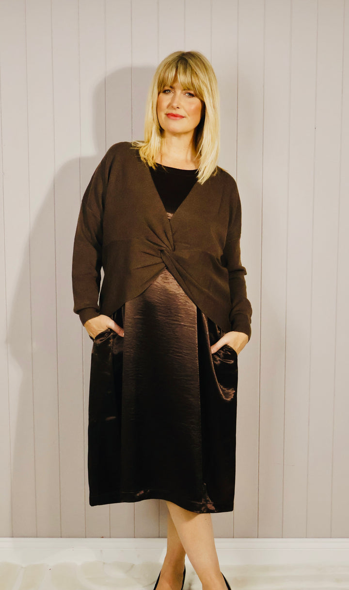 Marianne Two Piece Dress Set Chocolate