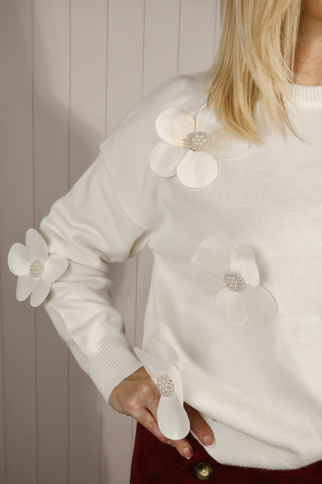Fayola 3D Flower Jumper Cream