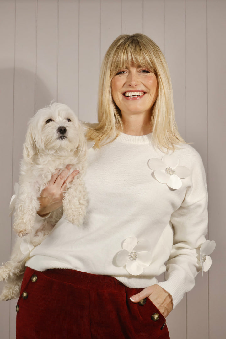 Fayola 3D Flower Jumper Cream