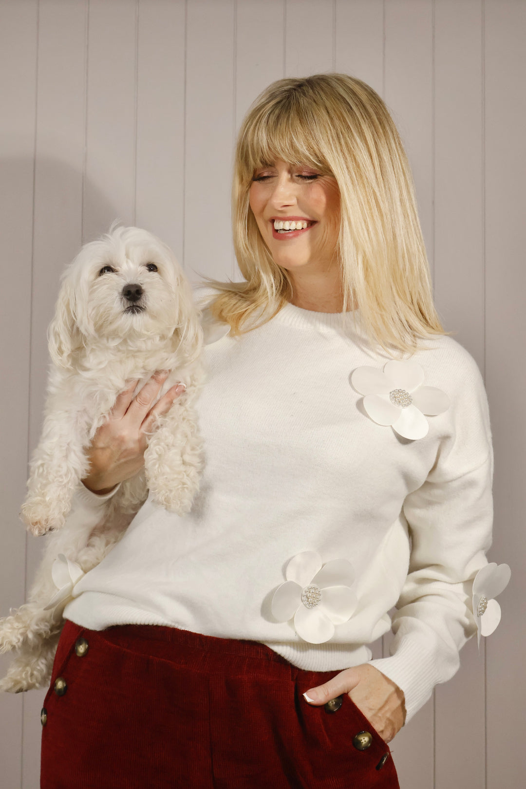 Fayola 3D Flower Jumper Cream