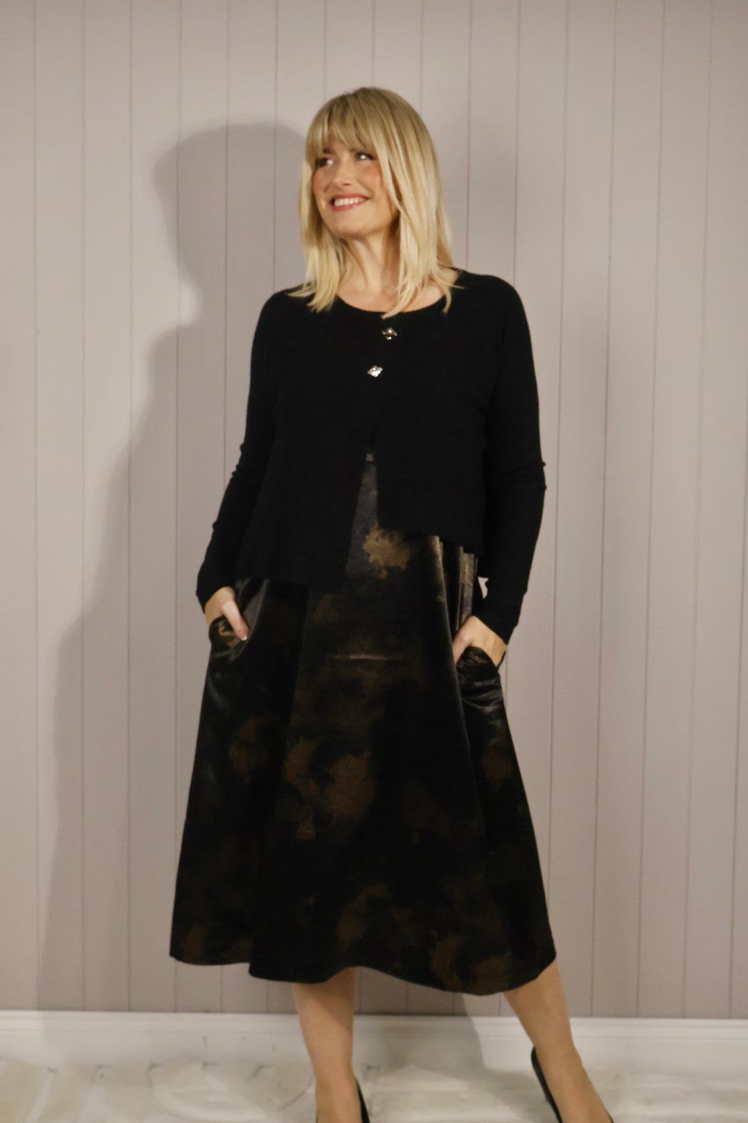 Viviana Two Piece Dress Set Black