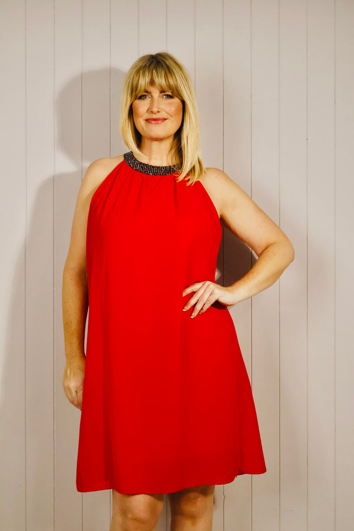 Sade Sequin Tunic Dress Red