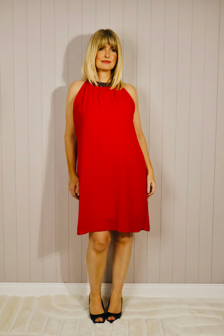 Sade Sequin Tunic Dress Red