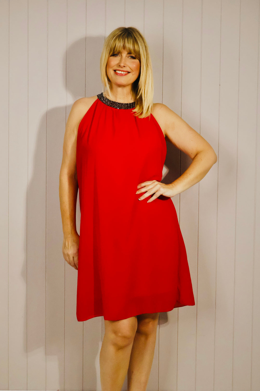 Sade Sequin Tunic Dress Red