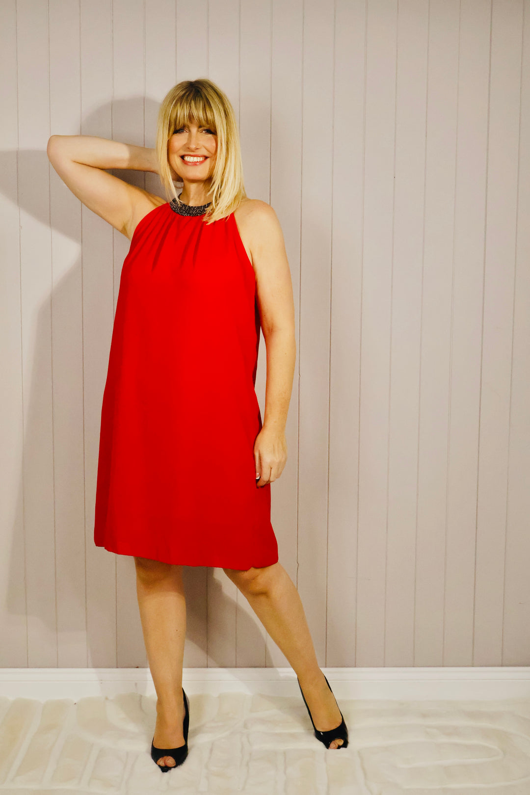 Sade Sequin Tunic Dress Red