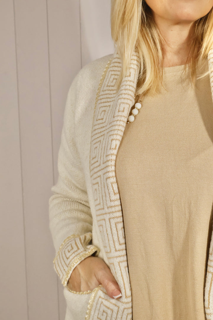 Cleopatra Lurex Cardigan Cream