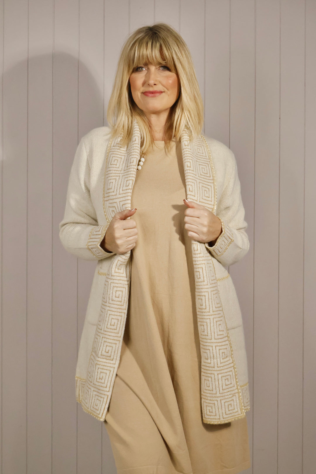 Cleopatra Lurex Cardigan Cream