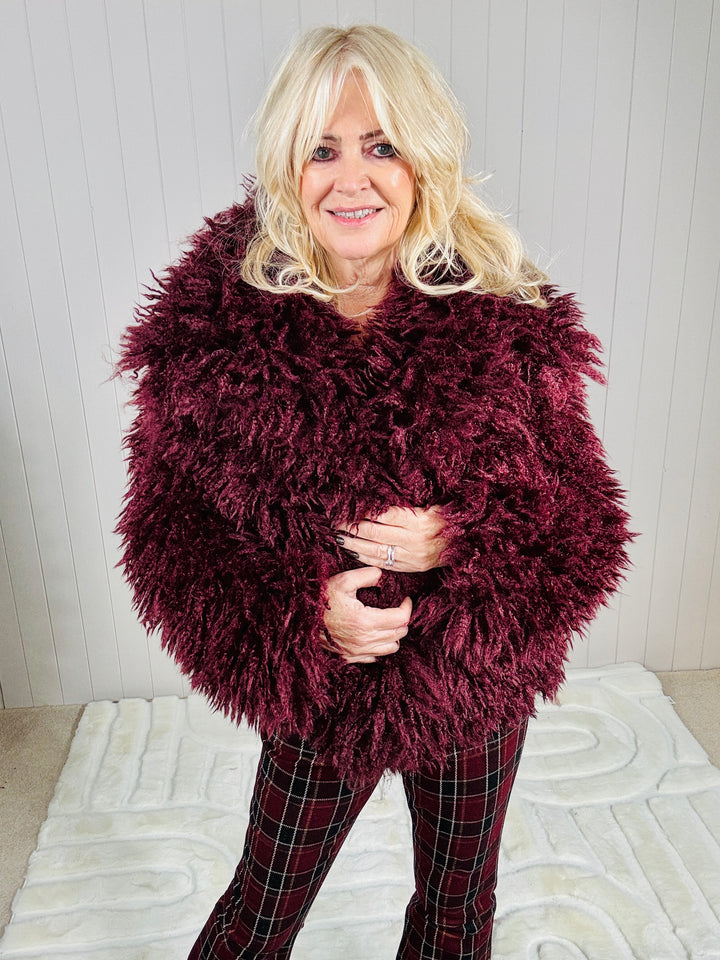 Gisele Shaggy Jacket Burgundy