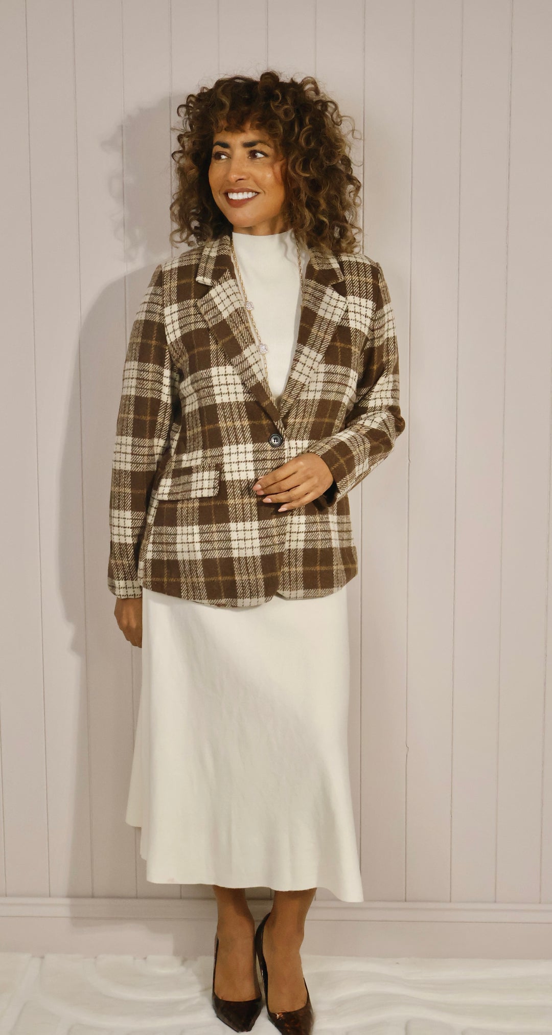 Sabina Checked Blazer Chocolate