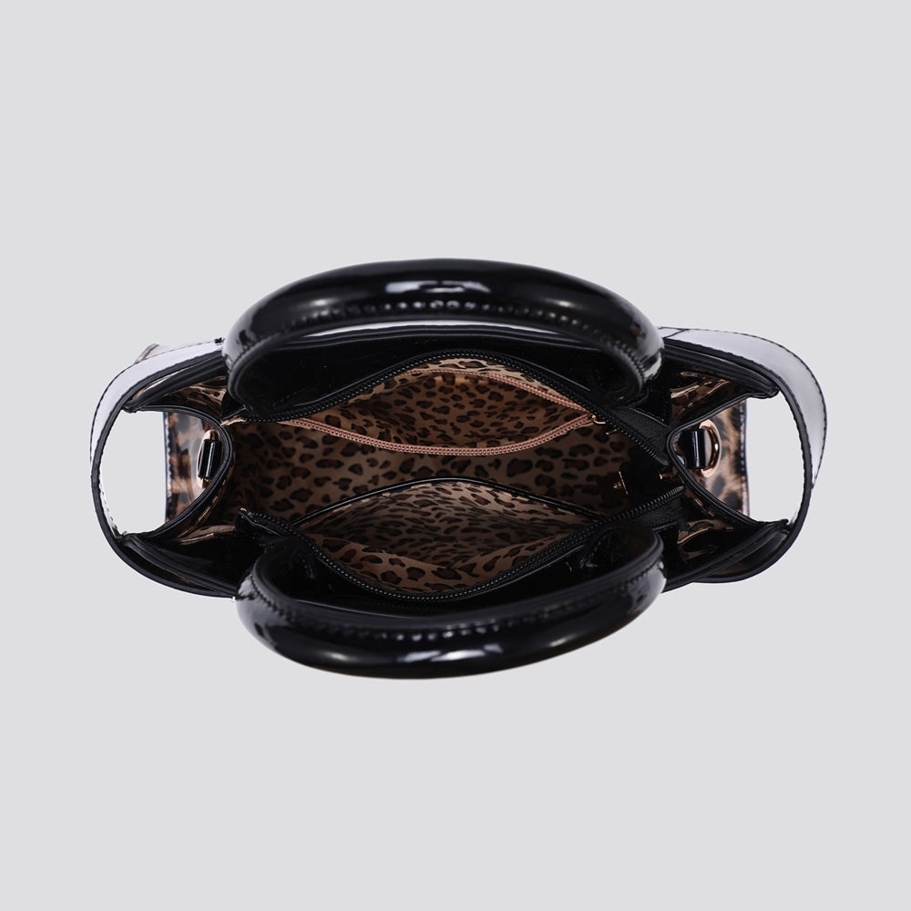 Roxie Glossy Leopard Bag Chocolate