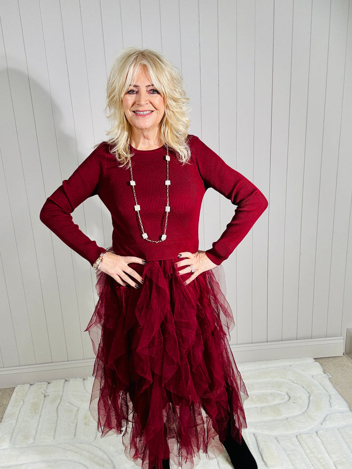 Violetta Tulle Dress Wine