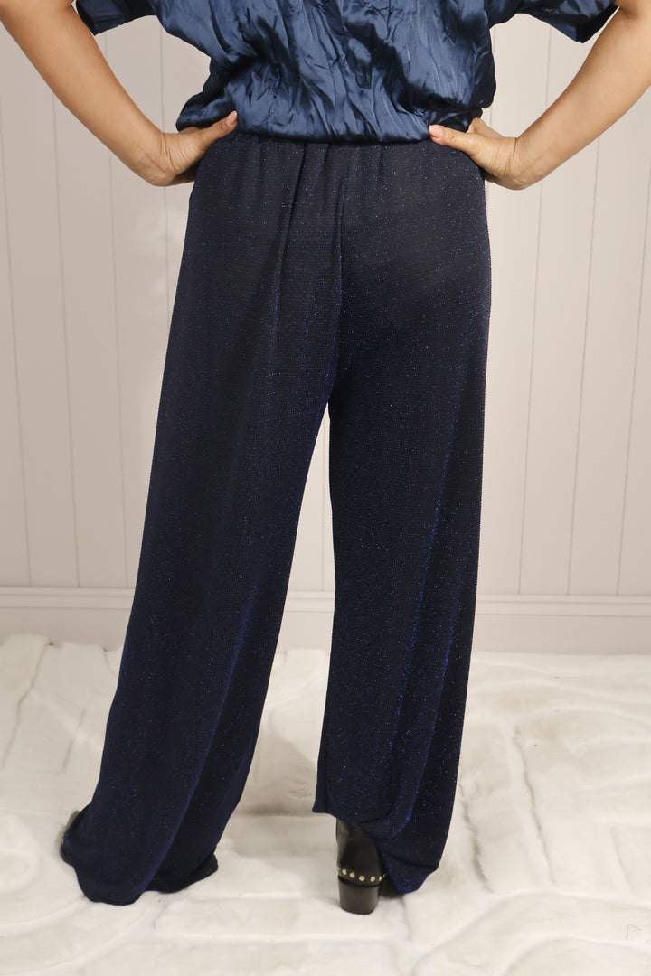 Glitter Wide Leg Trousers Navy