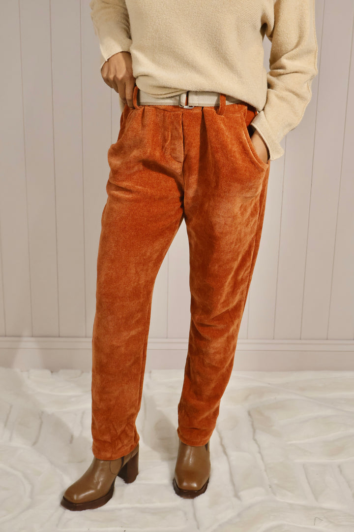 Belted Chenille Magic Pants Rust