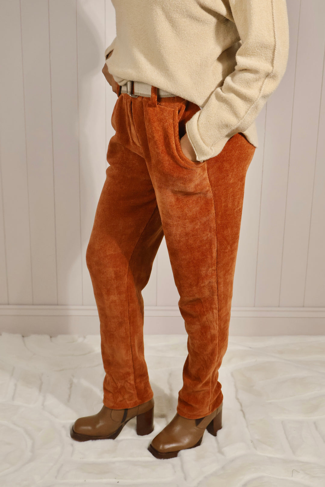 Belted Chenille Magic Pants Rust