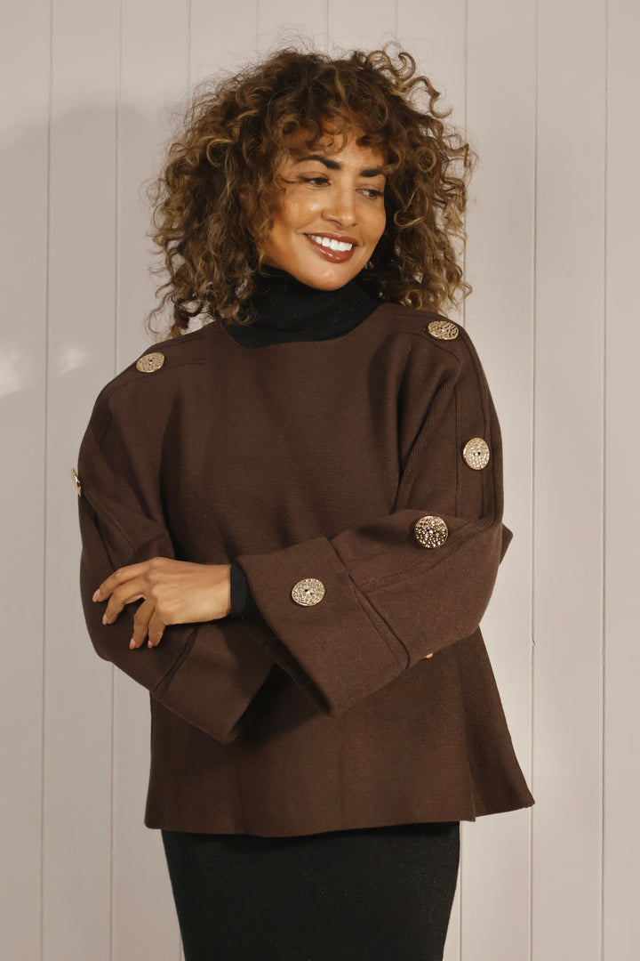 Bianca Button Jumper Chocolate