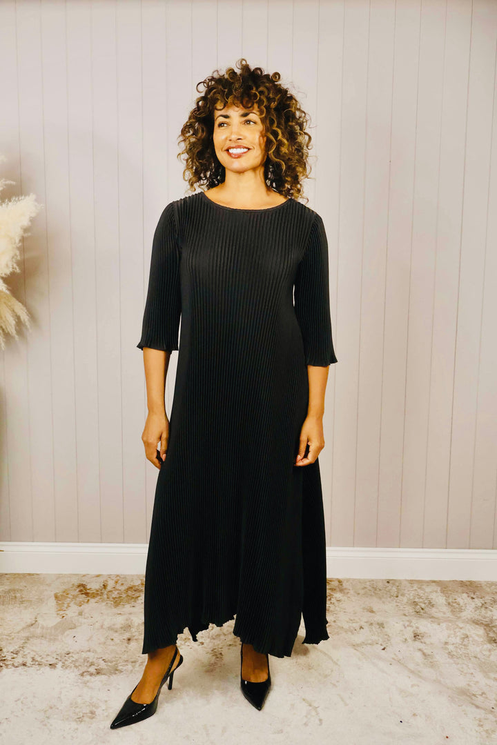 Livia Pleated Dress Black