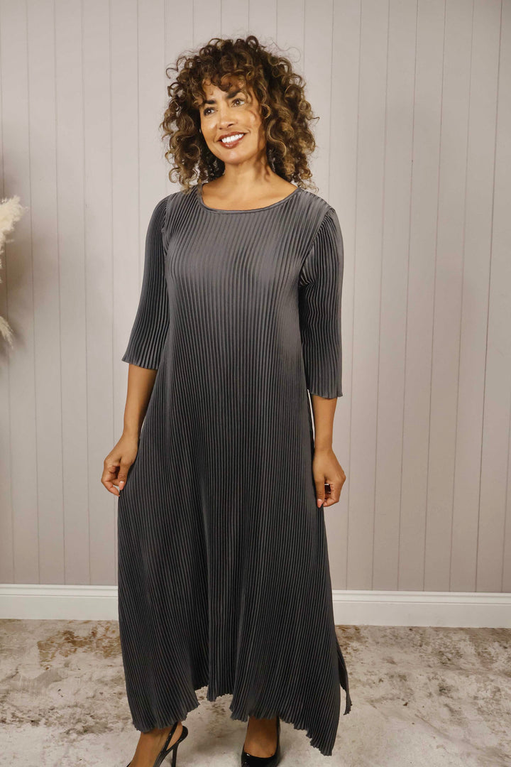 Livia Pleated Dress Slate