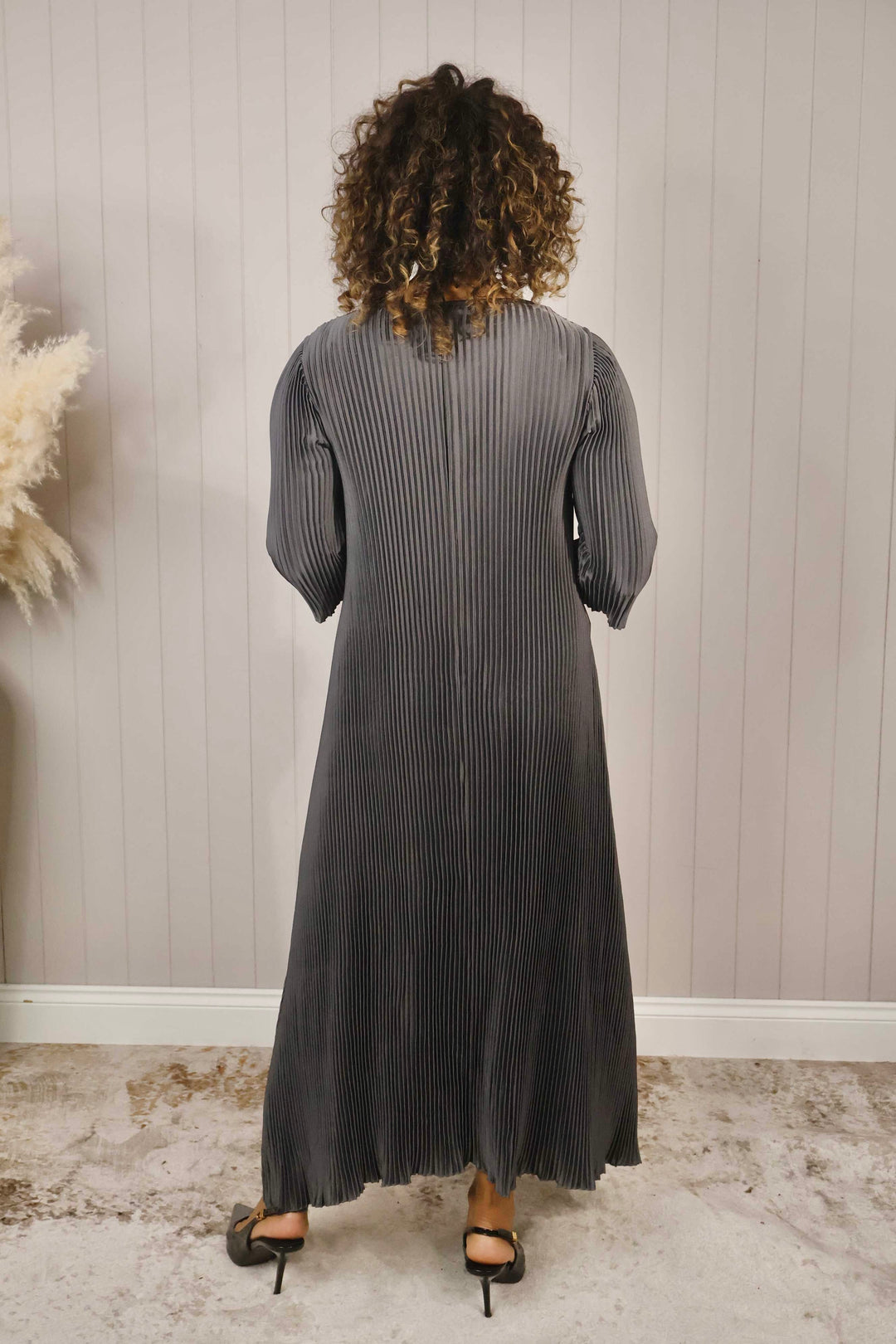 Livia Pleated Dress Slate