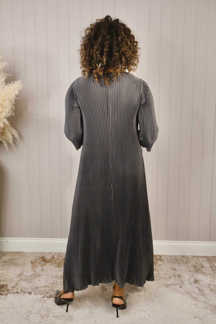 Livia Pleated Dress Slate