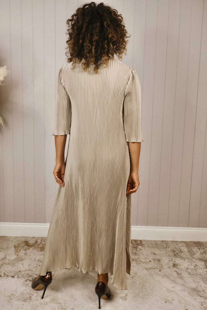 Livia Pleated Dress Champagne