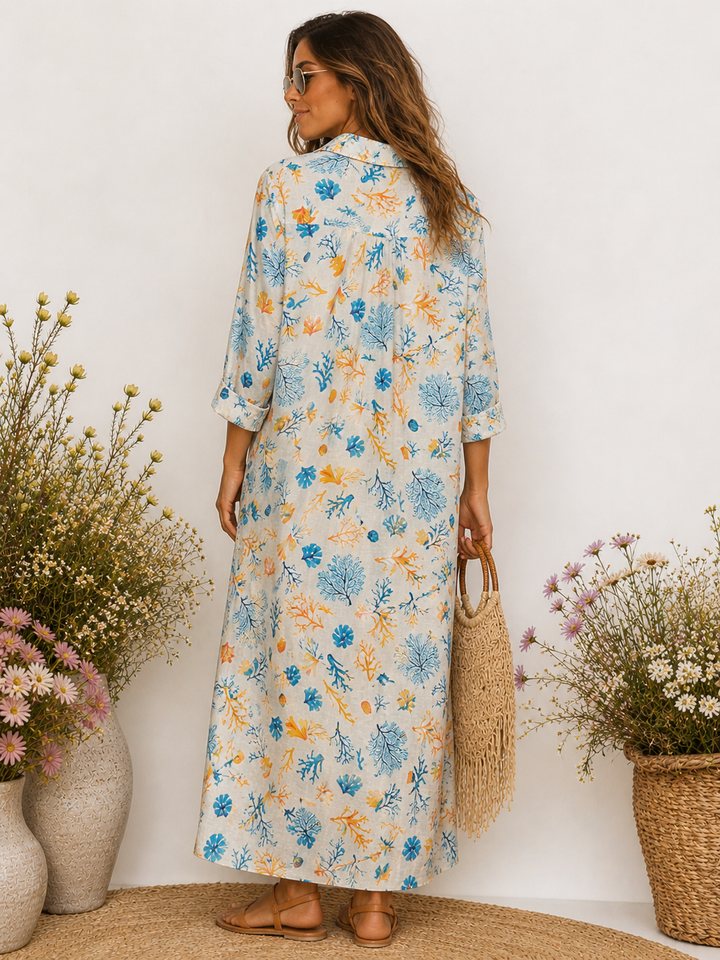 Celia Coral Reef Shirt Dress Blue