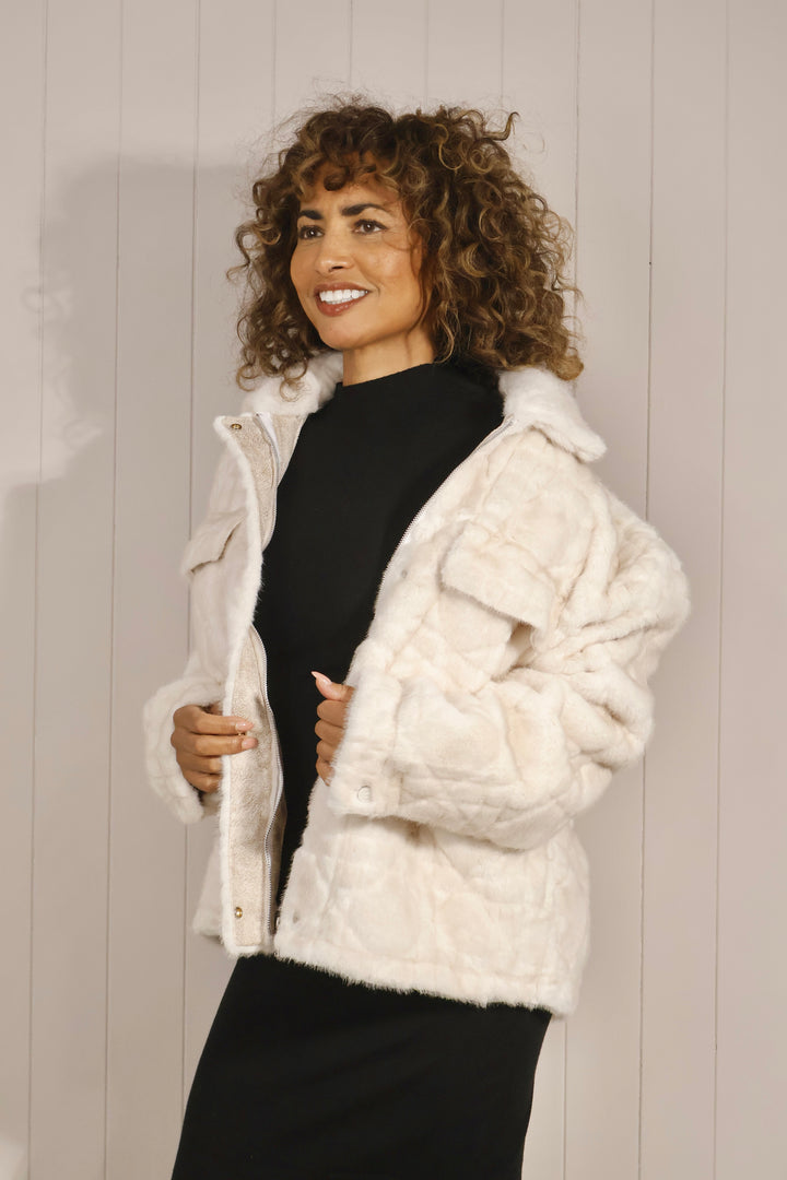Novara Faux Fur Jacket Cream