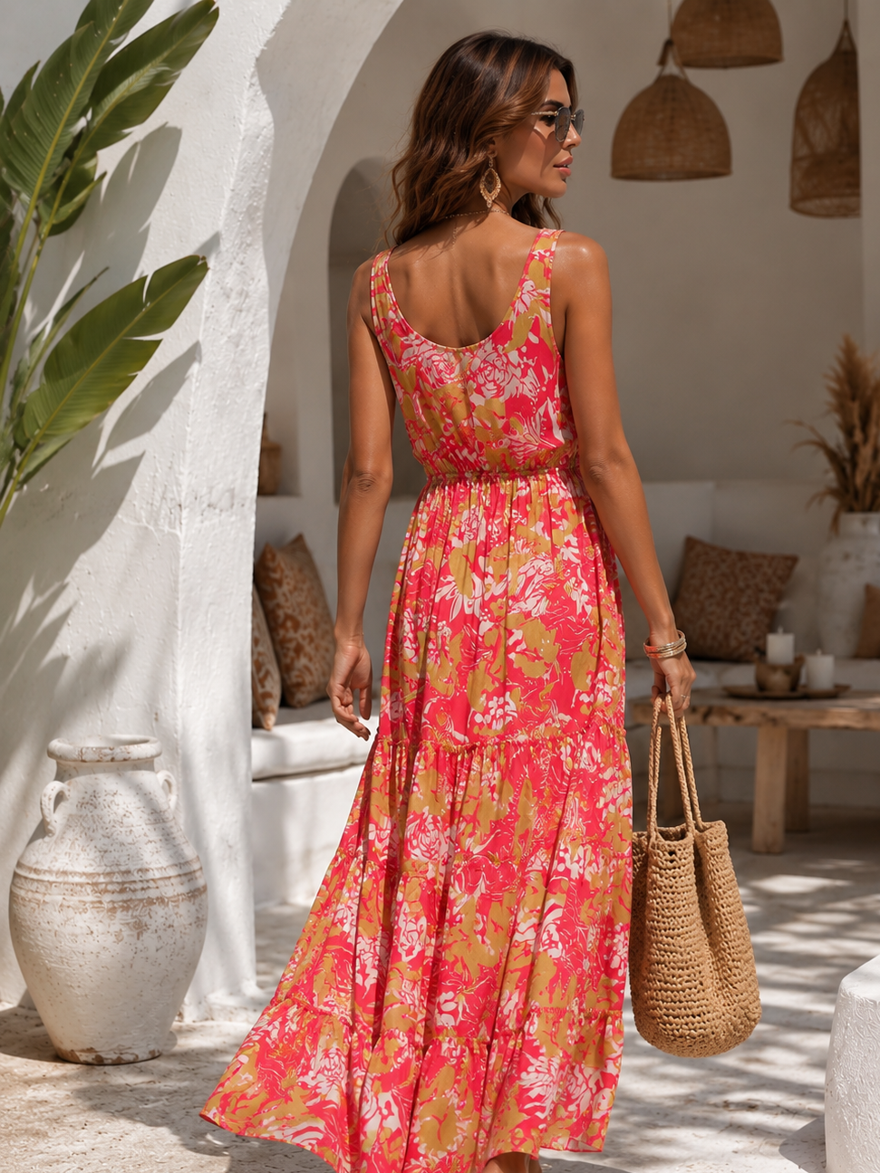 Eloisa Floral Maxi Dress Fuchsia