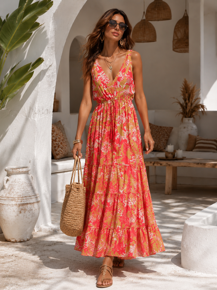 Eloisa Floral Maxi Dress Fuchsia