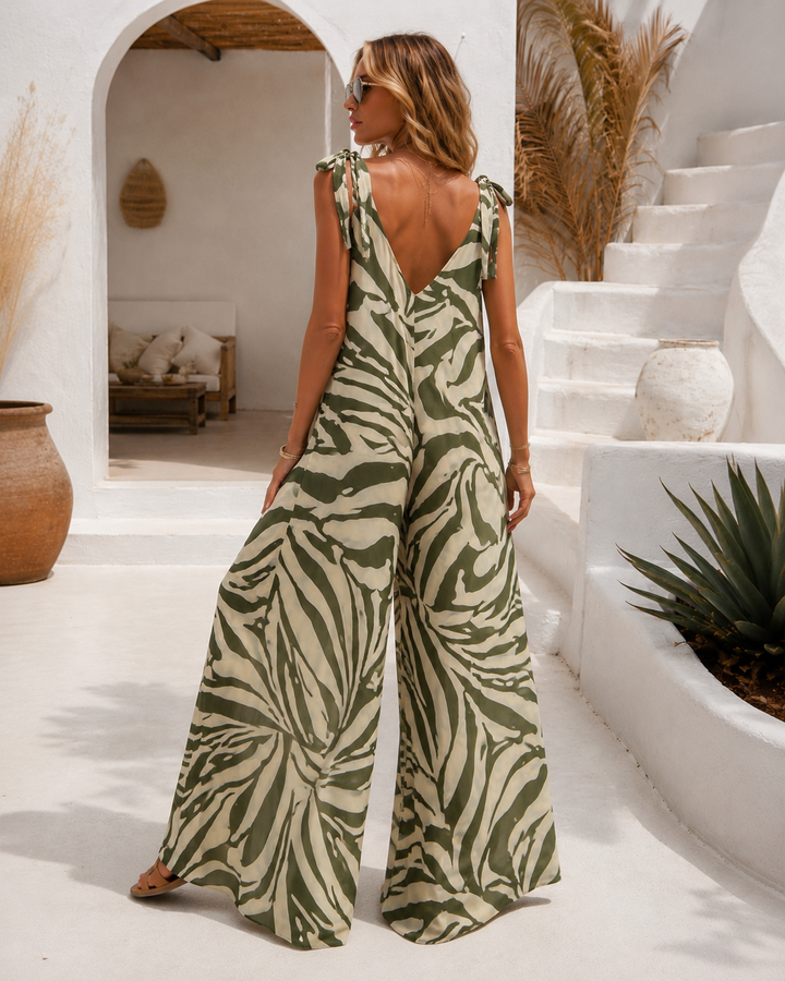 Anais Abstract Jumpsuit Olive