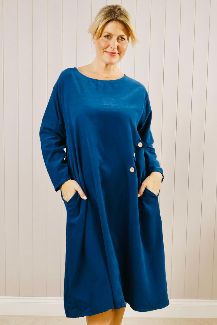 Fine Cord 3 Button Dress