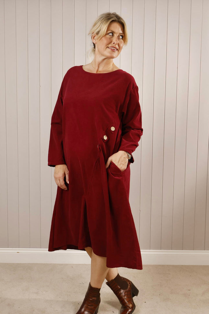 Fine Cord 3 Button Dress