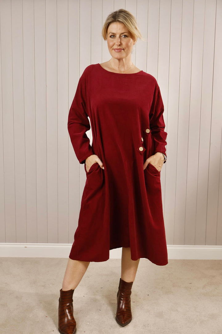 Fine Cord 3 Button Dress