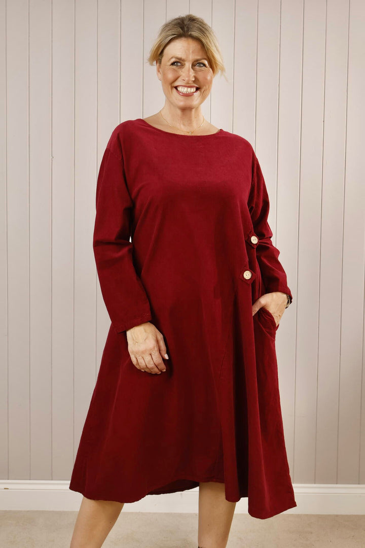 Fine Cord 3 Button Dress