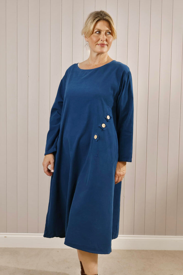 Fine Cord 3 Button Dress