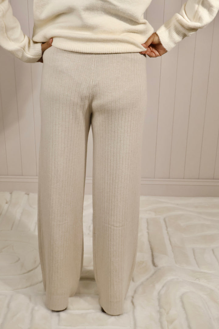 Rochelle Ribbed Trousers Beige