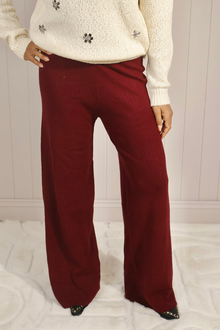 Rochelle Ribbed Trousers Wine