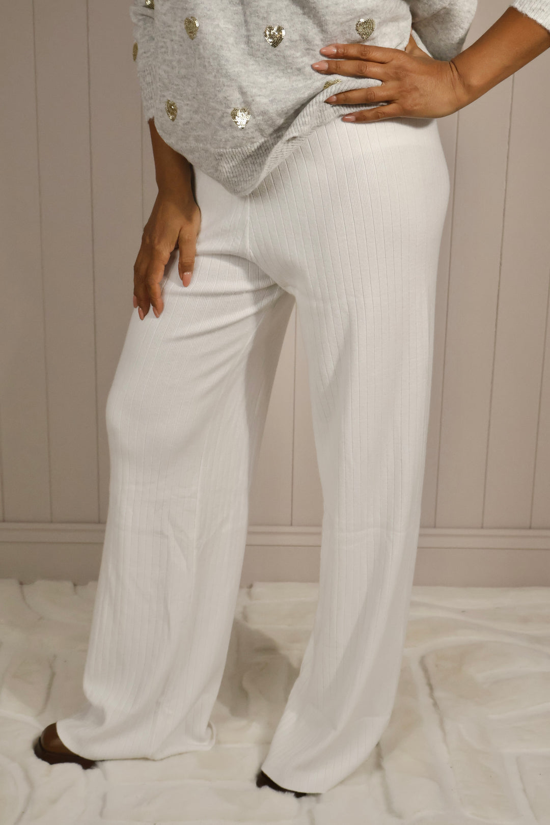 Rochelle Ribbed Trousers Cream