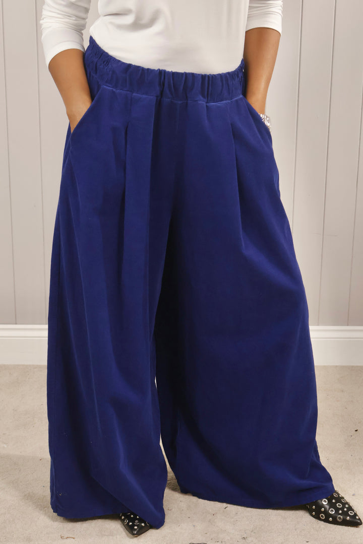 Cord Wide Leg Trousers Royal Blue